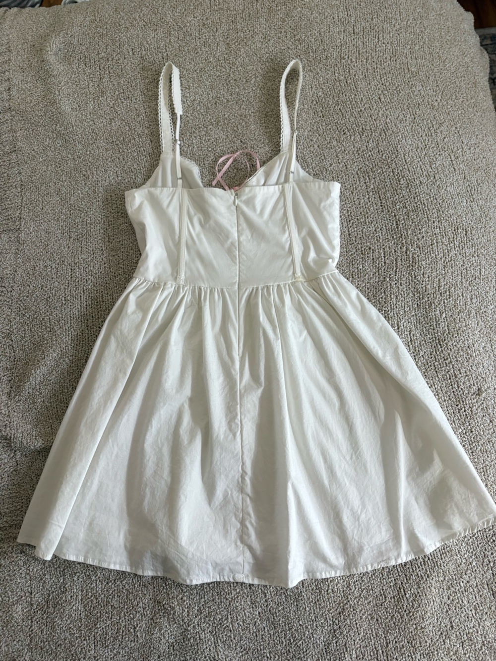 Altar'd State White Sundress with Pink Ribbon & Lace Trim - Picture 2 of 3